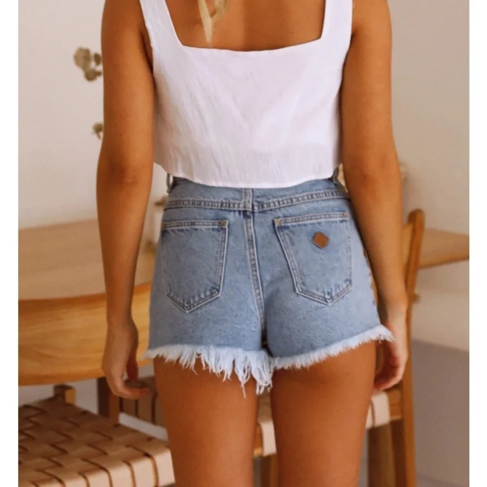 ABRAND A High Relaxed Shorts Distressed Vintage Blue size 24